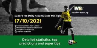 Free Daily Accumulator Tips for the Top European Leagues 17.10.2021.