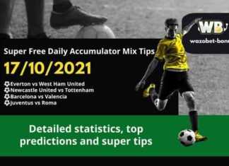 Free Daily Accumulator Tips for the Top European Leagues 17.10.2021.