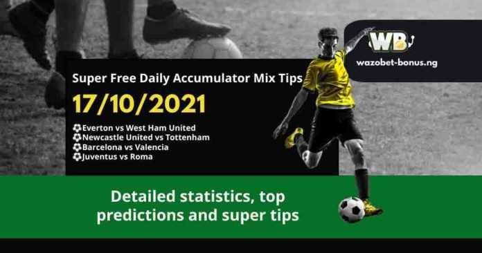 Free Daily Accumulator Tips for the Top European Leagues 17.10.2021.
