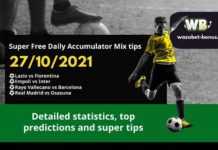 Free Daily Accumulator Tips for the Top European Leagues 27.10.2021.
