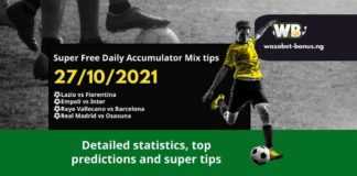 Free Daily Accumulator Tips for the Top European Leagues 27.10.2021.