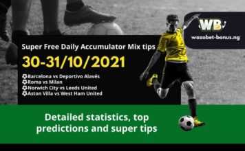 Free Daily Accumulator Tips for the Top European Leagues 30-31.10.2021.