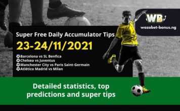 Free Daily Accumulator Tips for the Champions League 23-24.11.2021.
