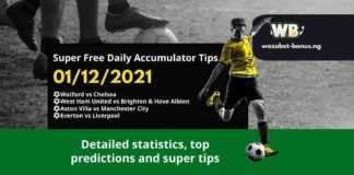 Free Daily Accumulator Tips for the Premier League 01.12.2021.