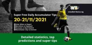 Free Daily Accumulator Tips for the Top European Leagues 20-21.11.2021.