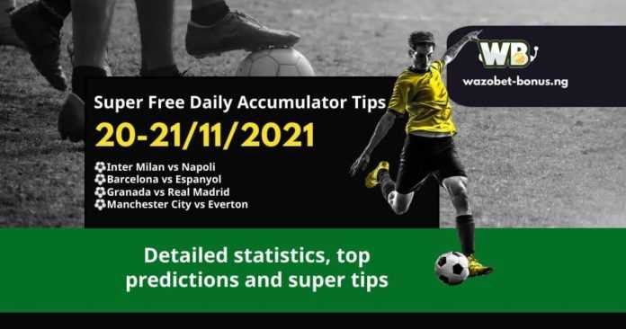 Free Daily Accumulator Tips for the Top European Leagues 20-21.11.2021.