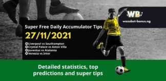 Free Daily Accumulator Tips for the Top European Leagues 27.11.2021.