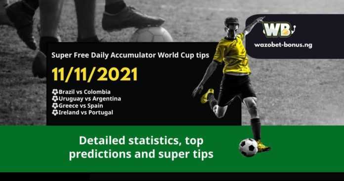 Free Daily Accumulator Tips for the World Cup Qualifications 11.11.2021.