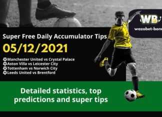 Free Daily Accumulator Tips for the Premier League 05.12.2021.