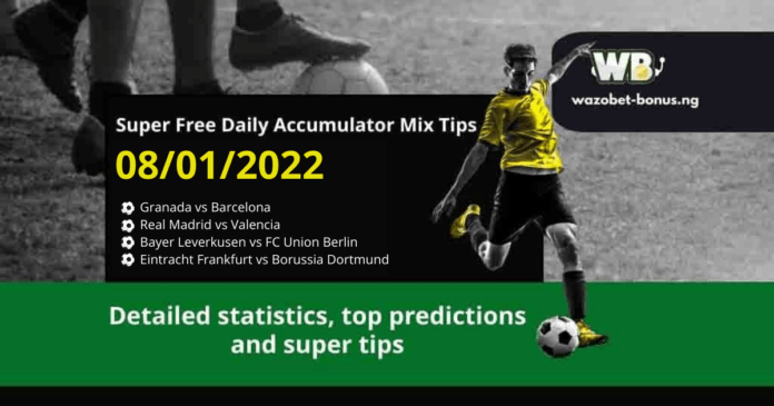 Free Daily Accumulator Tips for the Top European Leagues 08.01.2022.