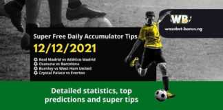 Free Daily Accumulator Tips for the Top European Leagues 12.12.2021.