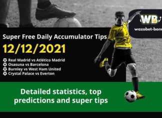 Free Daily Accumulator Tips for the Top European Leagues 12.12.2021.