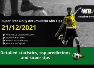 Free Daily Accumulator Tips for the Top European Leagues 21.12.2021.