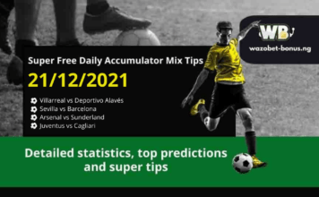 Free Daily Accumulator Tips for the Top European Leagues 21.12.2021.