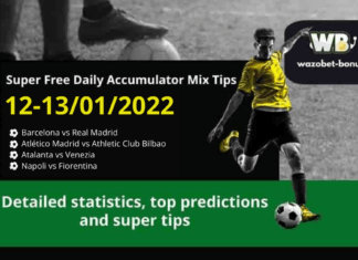 Free Daily Accumulator Tips for the Top European Leagues 12-13.01.2022.