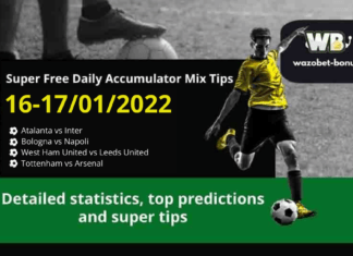 Free Daily Accumulator Tips for the Top European Leagues 16-17.01.2022.