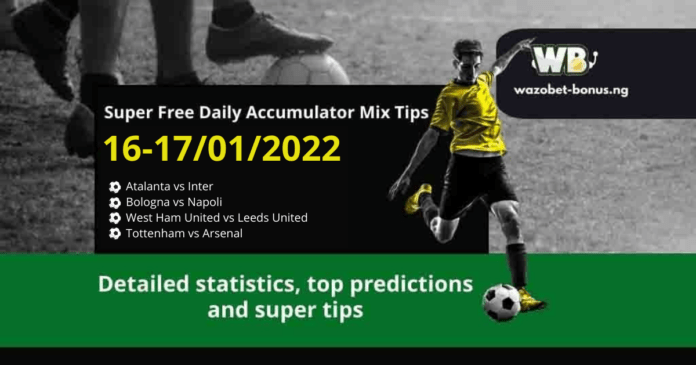 Free Daily Accumulator Tips for the Top European Leagues 16-17.01.2022.