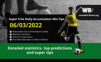 Free Daily Accumulator Tips for the Top European Leagues 06.03.2022.