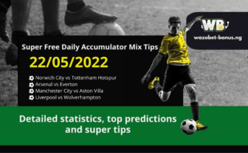 Free Daily Accumulator Tips for the Premier League 22.05.2022.