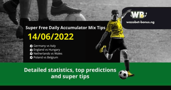 Free Daily Accumulator Tips for UEFA Nations League 14.06.2022.
