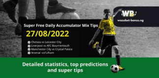 Free Daily Accumulator Tips for the Premier League 27.08.2022.