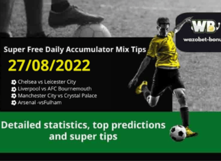 Free Daily Accumulator Tips for the Premier League 27.08.2022.
