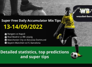 Free Daily Accumulator Tips for the UEFA Champions League 13-14.09.2022.