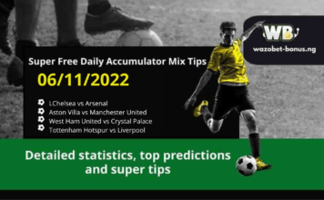 Free Daily Accumulator Tips for the Premier League 06.11.2022.