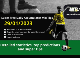 Free Daily Accumulator Tips for the Top European Leagues 29.01.2023.